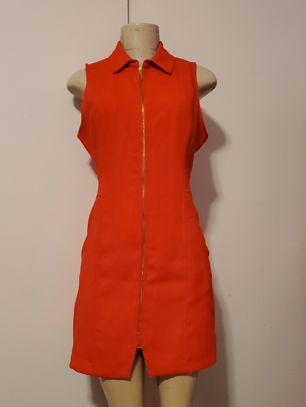 XOXO Bright Orange Sleeveless Zip Mini Dress